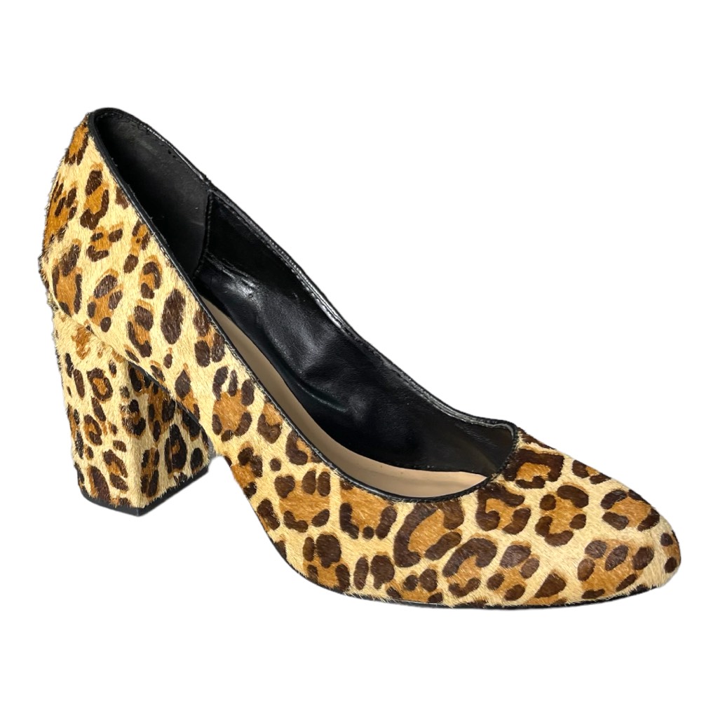 Bella Vita Women's Tan Leather Animal Leopard Print Slipon Pumps Size