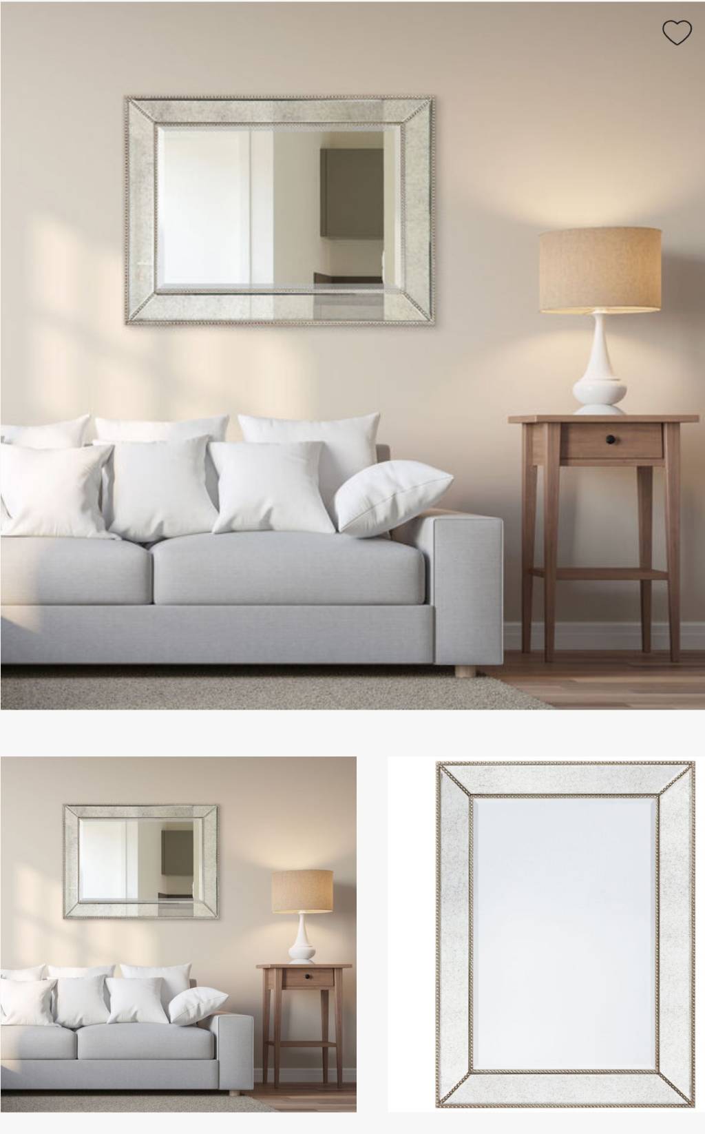 Champagne Bead Silver 40 x 30Inch Beveled Rectangle Wall Mirror eBay