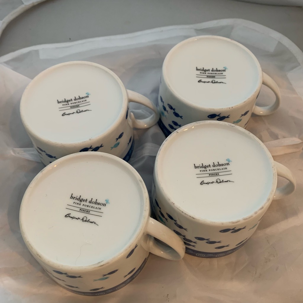 4-small-bridget-dobson-pisces-fine-porcelain-cups-new-ebay